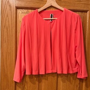 Julian Taylor Coral Open-Front Cropped Cardigan